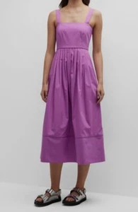 $695 CO Women's Purple Pleated Sleeveless A-Line Midi Dress Size XL - Picture 1 of 3