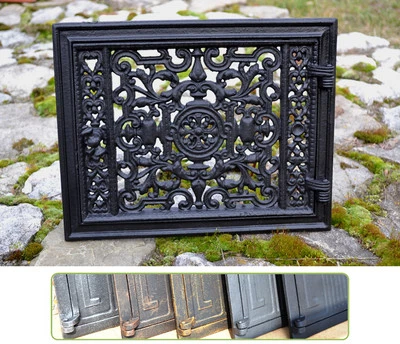 SEZAM 32 x 25,5 cm Horno Estufa de leña Horno Hierro fundido Ahumador la rejilla de ventilación DZ054