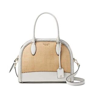 NWT KATE SPADE Reiley Straw Large Dome Satchel - Bright White