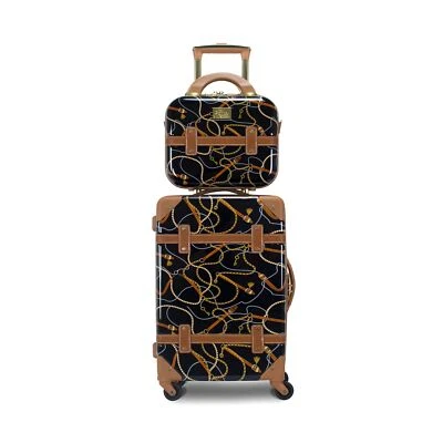 Regal Vintage Style Hardside Carry-On Retro Train Case Spinner Luggage, Black... - Image 1 of 4
