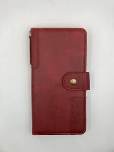 iPhone 13pro 6.1 Leather Folio Slim Protective Impact Red Wallet Case Cover  - Picture 1 of 2