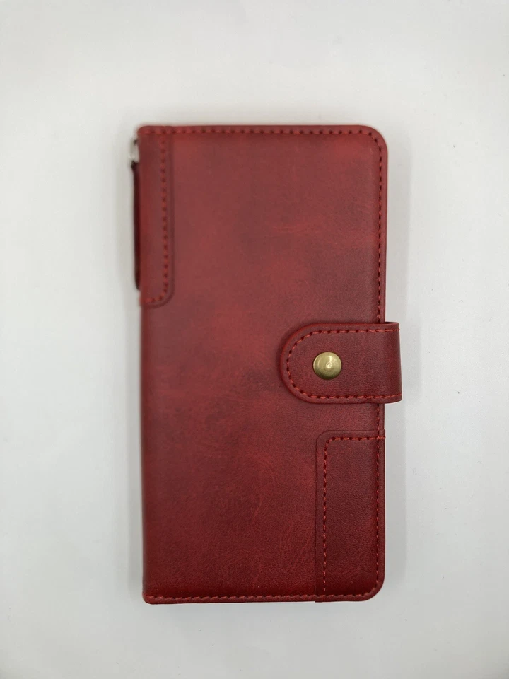 iPhone 13pro 6.1 Leather Folio Slim Protective Impact Red Wallet Case Cover  - Image 1 of 2