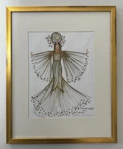 Zandra Rhodes Costume Design Princess Turandot Hand Signed OOAK 17" x 21" Framed - Picture 1 of 12