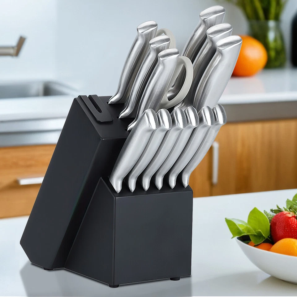 Messerblock Set 14-teilig Scharf Messerset mit Block Deutsche Klingen - Bild 1 von 4