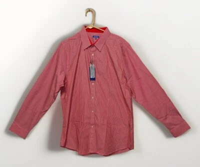 Camisa de Vestir Gianni Viera Para Hombres XL Rayas Rojas y Blancas Hecha en Italia Foto 1 de 4