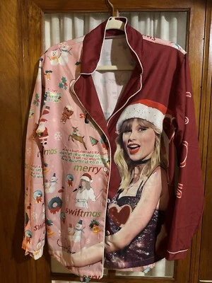 Conjunto de pijama de seda Taylor Swift "Feliz Navidad" talla grande para mujer L Foto 1 de 4