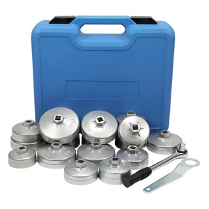 23 tlg Universal Alu Ölfilterkappen Satz Ölfilterschlüssel SET Ölfilterwerkzeug - Bild 1 von 15