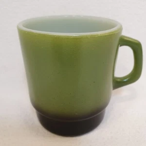 Fire-King Avacado Grün Braun Zweifarbig Kaffeebecher Stapelbar Anchor Hocking USA - Bild 1 von 9