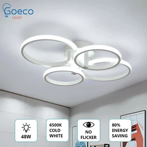 Moderna Lampadario da Soffitto 48W Plafoniera a LED Bianco Freddo Soggiorno - Foto 1 di 12
