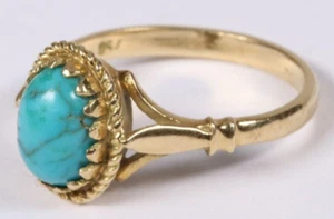 Antiker Jugendstil Türkis Ring 750 Gold 18K Goldring Türkisring ~ 1900 turquoise - Bild 1 von 14