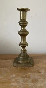 vintage antique large Georgian square based brass candlestick - Picture 1 of 6