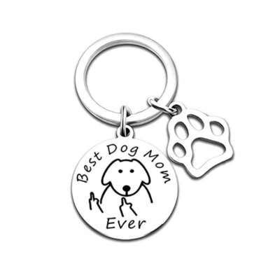 Best Dog Mom Ever Key Chain - pet keychain, dog key chain, dog lover gifts, pet - Image 1 of 2