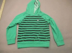 VOLCOM Size S Kids Unisex Green Striped Cotton Blend Outdoor Warm Hoodie 706 - Picture 1 of 5