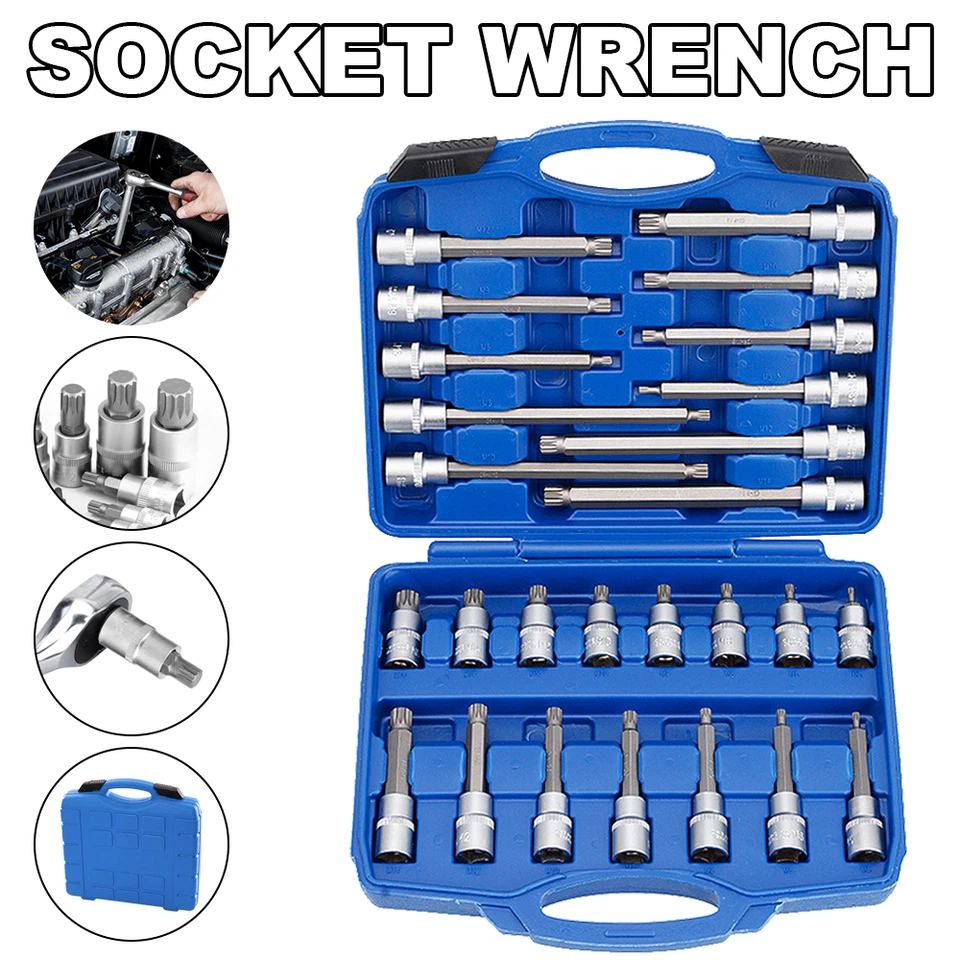 INNEN VIELZAHN STECKSCHLÜSSEL-SATZ 1/2 ZOLL12-KANT STECK-NÜSSE 26-TEILIG - Bild 1 von 4