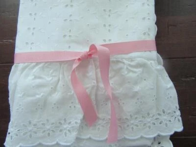 Vintage European COLETTE White Full Embroider Eyelet Lace 5" Ruffle Pillow Sham - Image 1 of 4