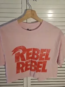 Bowie "REBEL REBEL" Crop Top Band Small/Med T Shirt (S108) - Picture 1 of 3