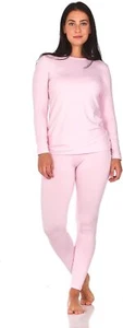 Long Johns Thermal Underwear Women Fleece Lined Base Layer Pajama Cold Weather - Picture 1 of 5