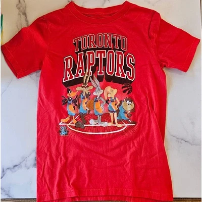 Toronto Raptors T Shirt Kids Boys Size Small 8 Red Space Jam Looney Tunes Squad - Image 1 of 4