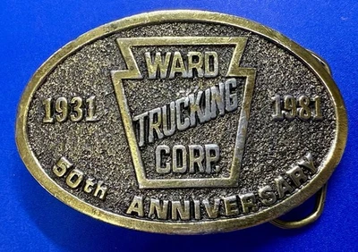 Hebilla de cinturón de empleado leal Ward Trucking Corporation 50 aniversario 1931-1981 Foto 1 de 4