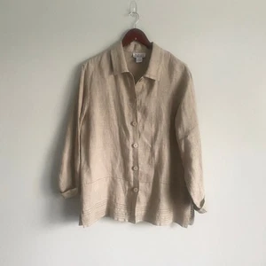 Style & Co Vintage 100% Linen Long Sleeve Button Down Lightweight Jacket Size 10 - Picture 1 of 6