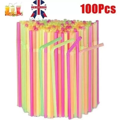 SKY HIGH DECOR Colourful Straws Plastic Bendy Multicolour Straws Birthday Wedding Summer Party