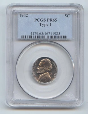 1942 Proof Jefferson Nickel, Type 1, PCGS PR-65 - Image 1 of 2