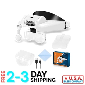 Freisprech-Lupenbrille beleuchtet mit 5 Gläsern für nahes Arbeiten - Bild 1 von 11