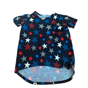 LuLaRoe Classic Kids Girls T-Shirt Short Sleeve Size 6 Blue With Stars - Picture 1 of 5