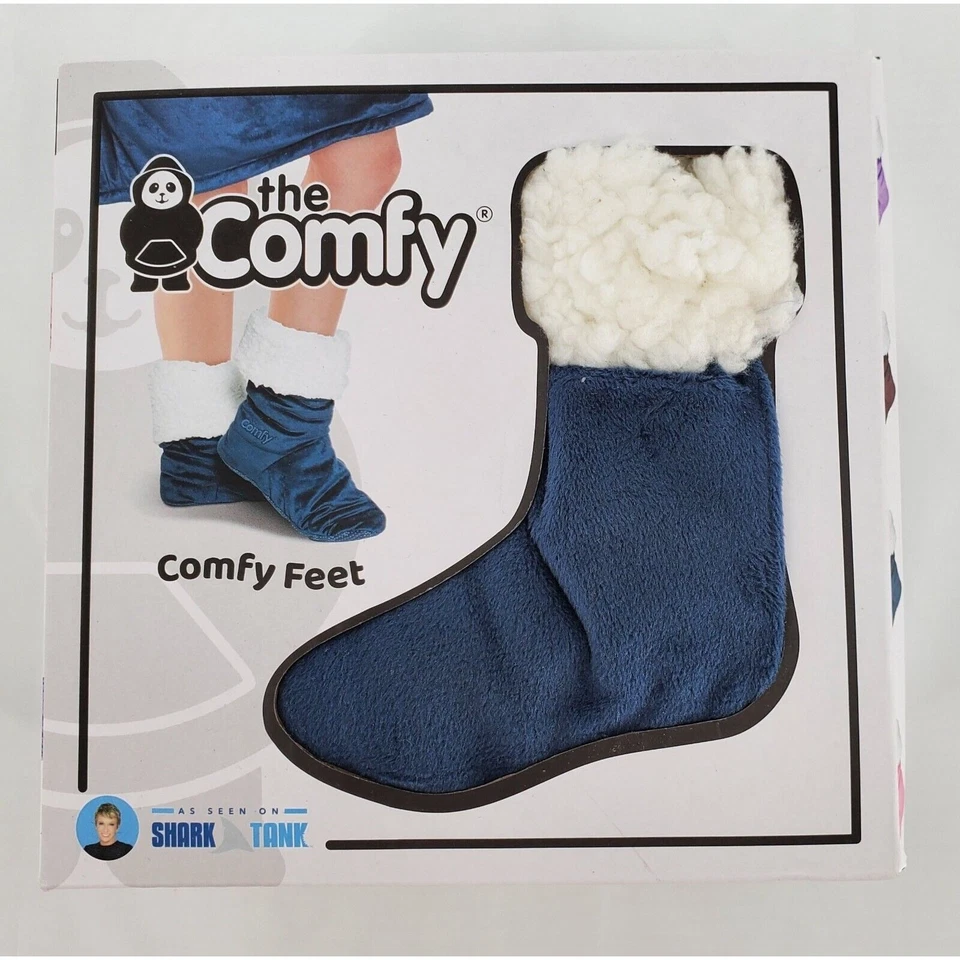 The Comfy Feet Small Medium Sherpa SLIPPER Socks in Blue M/l 9-11