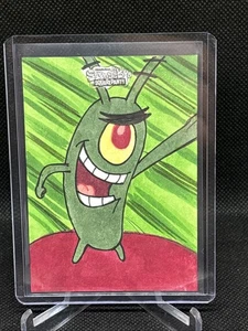 2025 Topps Chrome Spongebob Plankton Sketch Card Michael Munshaw 1/1 🔥🔥 - Picture 1 of 10