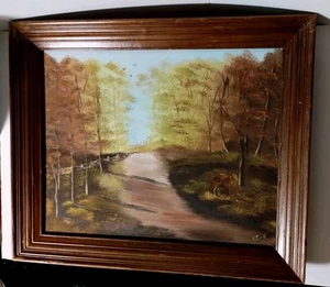 Pintura al óleo vintage escena de otoño parece ser del siglo XX no estoy seguro, firmada por K.Cook - Imagen 1 de 4