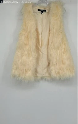 Chaleco de invierno Kensie para mujer de piel amarilla sin mangas frente abierto talla mediana Foto 1 de 4