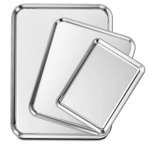 Baking Sheet Set of 3, Stainless Steel Cookie Sheet Baking Sheet Pan, 9/12/16... - Picture 1 of 7
