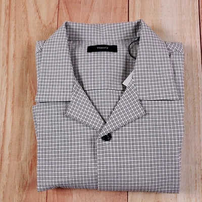 NUEVA $178 Theory Seersucker Micro Rejilla Botón Frontal Hombres Camisa Manga Corta M Foto 1 de 4