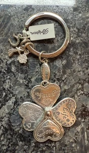 Silver Tone Brighton Lucky Clover Heart Keychain NWT - Picture 1 of 9