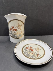 The Art of Chokin 24k Gold Edged 5.75”Vase And 6” Plate - Picture 1 of 10