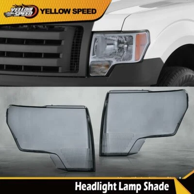 Fit For 2009-2014 Ford F150 Smoked Housing Lens Headlight Lens Cover Left+Right - Image 1 of 4
