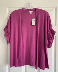 J Jill Cardigan Womens S Purple Orchard Short Cuff Sleeve Open Sweater NwT - Picture 1 of 9