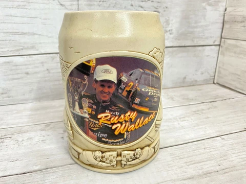Rusty Wallace 3D Sculptured Hoffbrau Stein / Beer MUG - NASCAR #2 Cover