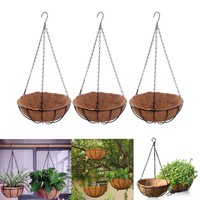 3x Hängender Pflanzerkorb Mit Kokosnuss Innenschuh Im Freien Blumentöpfe