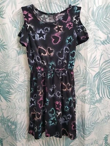 Super Cute Girls SO Dress Heart & Stars Multicolor  Pattern & Black - Picture 1 of 4