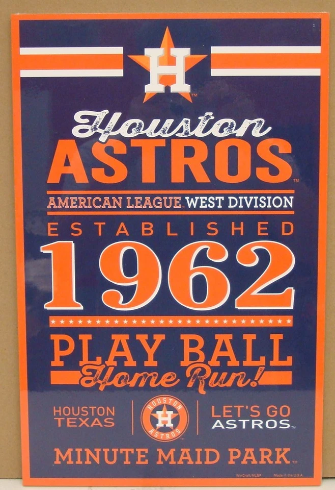 HOUSTON ASTROS EST. 1962 MINUTE MAID PARK WOOD SIGN 11"X17'' WINCRAFT - Image 1 of 1