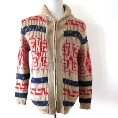 VINTAGE ORIGINAL WOOL SWEATER PENDLETON ZIP UP BIG LEBOWSKY SIZE 36 1960's USA - Image 1 of 4