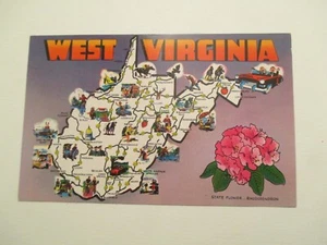 West Virginia Postcard Map State Flower WV - Picture 1 of 2