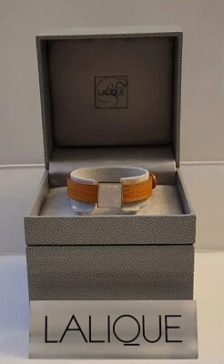 Lalique Crystal Bracelet MASK de FEMME On Cognac Calf Leather Strap - Image 1 of 4