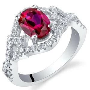 Lab-Created Ruby Sterling Silver Lace Ring Sizes 5 to 9 - Picture 1 of 2