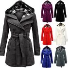 Women's Trench Coat Double-Breasted Classic Lapel Overcoat Belted Slim Outerwear
