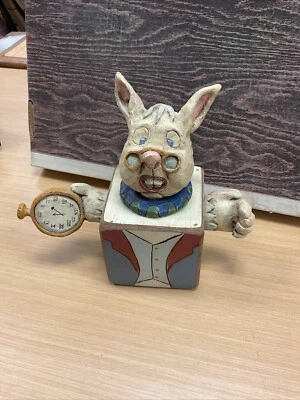 Vintage Alice In Wonderland White Rabbit Wooden Piggy Bank Hand Carved  - Image 1 of 3