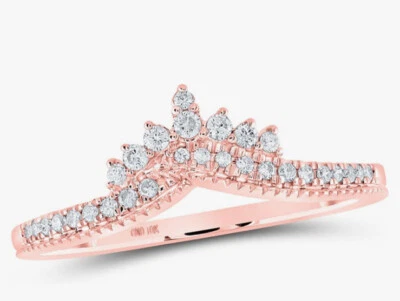 Alianza de boda de diamantes de 1/6 quilate de oro rosa de 10 k talla 5 Foto 1 de 4