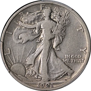 1921-S Walking Liberty Half PCGS F15 Nice Eye Appeal Nice Strike - Picture 1 of 4